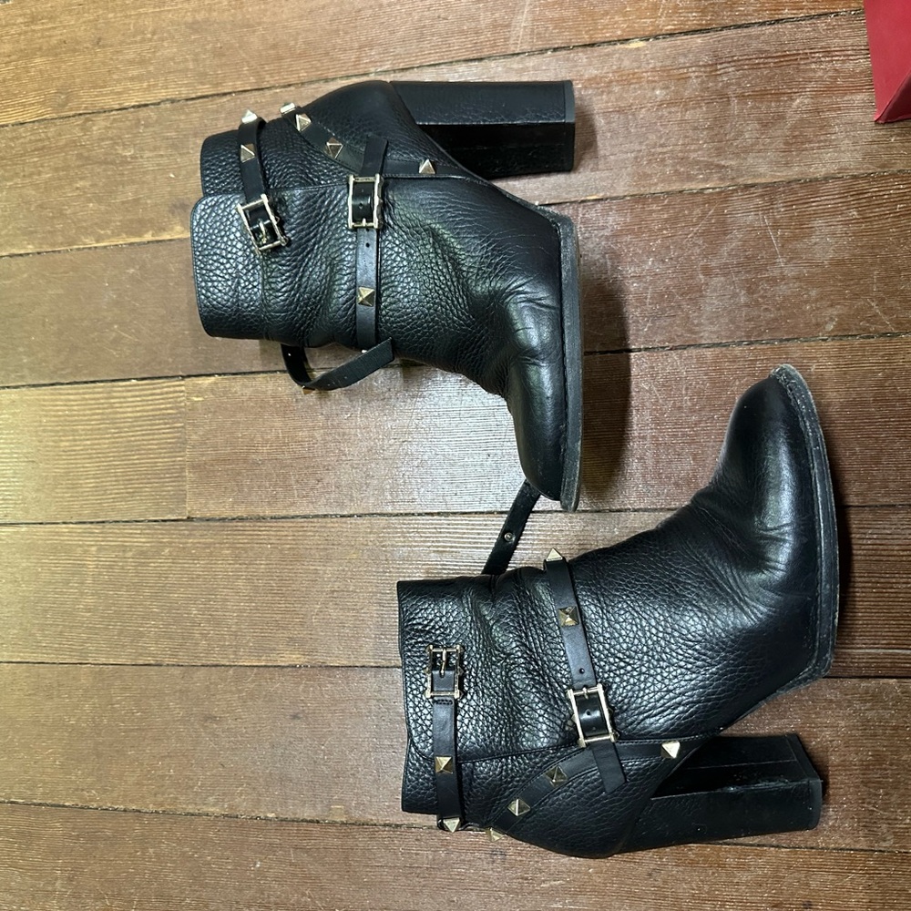 Valentino Black Leather Ankle Boots